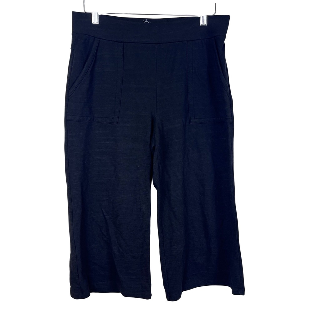 T by Talbots Black UPF 50+ Cropped Pants Medium Wide Leg Loungewear (N662)‎